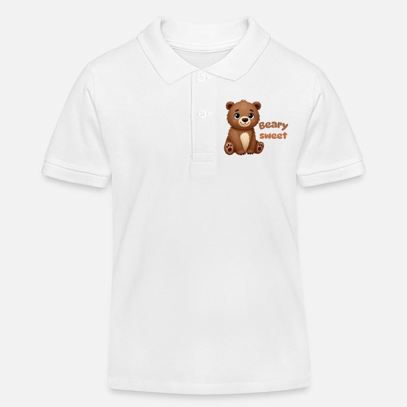 Ours brun mignon - Polo enfant bio Stanley/Stella - blanc