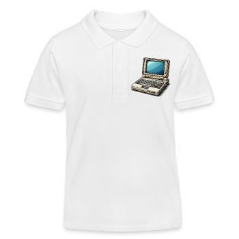  Laptop Retro-Computer Vintage Stil Illustration - Kinder Organic Poloshirt Mini Sprinter von Stanley/Stella - Weiß - Vorne