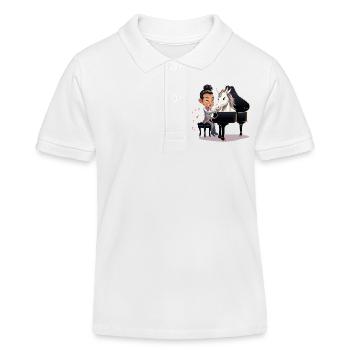 Pianist and unicorn in the spotlight - Kids Organic Polo Shirt by Stanley/Stella - white - Front