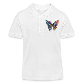 Colorful Color Butterfly - Kids Organic Polo Shirt by Stanley/Stella - white - Front