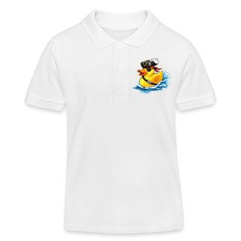 Freche Gummiente im Piratenlook mit Augenklappe - Kinder Organic Poloshirt Mini Sprinter von Stanley/Stella - Weiß - Vorne