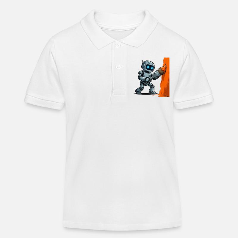 6 Le Robot Créatif Peintre - Polo enfant bio Stanley/Stella - blanc