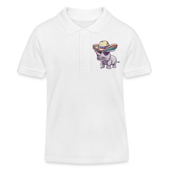 Sombrero drôle de Rhino - Polo enfant bio Stanley/Stella - blanc - Devant