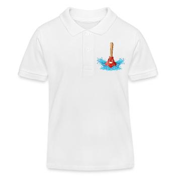 Colère d’eau avec un bâton en bois - Polo enfant bio Stanley/Stella - blanc - Devant