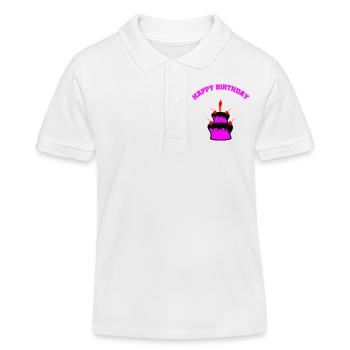 Neon Geburtstagskuchen Sticker - Kinder Organic Poloshirt Mini Sprinter von Stanley/Stella - Weiß - Vorne