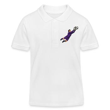 Lila-Torwart im Sprung - Kinder Organic Poloshirt Mini Sprinter von Stanley/Stella - Weiß - Vorne