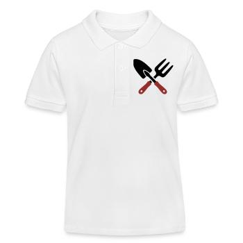 Garden Tool Shovel Icon - Kids Organic Polo Shirt by Stanley/Stella - white - Front