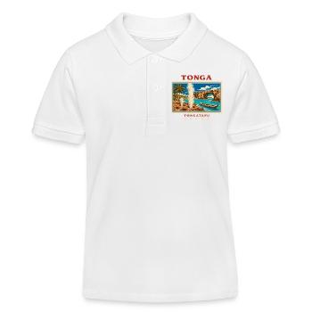 Tonga Tongatapu Vintage Travel Brand - Kids Organic Polo Shirt by Stanley/Stella - white - Front