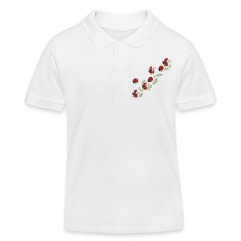 Flight of ladybugs and flowers in the countryside - Kids Organic Polo Shirt by Stanley/Stella - white - Front