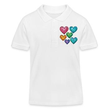 Kristallherzen in verschiedenen Farben - Kinder Organic Poloshirt Mini Sprinter von Stanley/Stella - Weiß - Vorne
