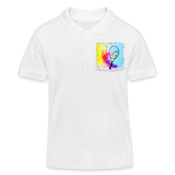 Farbenexplosion Tennisracket - Kinder Organic Poloshirt Mini Sprinter von Stanley/Stella - Weiß - Vorne