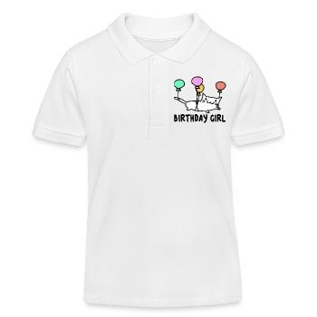 Katze mit Ballons Birthday Girl Geschenk - Kinder Organic Poloshirt Mini Sprinter von Stanley/Stella - Weiß - Vorne