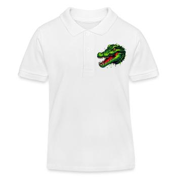 Alligator-Krokodil - Kinder Organic Poloshirt Mini Sprinter von Stanley/Stella - Weiß - Vorne