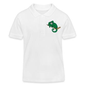 Lui das Chamäleon, dreifarbig - Kinder Organic Poloshirt Mini Sprinter von Stanley/Stella - Weiß - Vorne