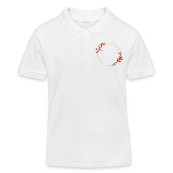 Hexagone doré à fleurs rouges et oranges - Polo enfant bio Stanley/Stella - blanc - Devant
