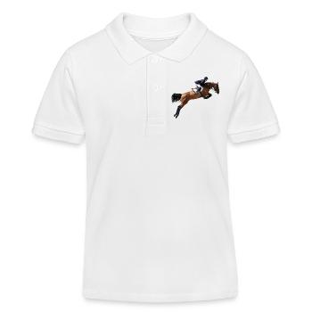 Springendes Pferd im Sprung - Kinder Organic Poloshirt Mini Sprinter von Stanley/Stella - Weiß - Vorne