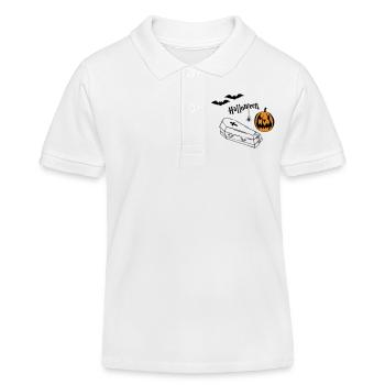 Halloween Kürbis Silhouette - Kinder Organic Poloshirt Mini Sprinter von Stanley/Stella - Weiß - Vorne