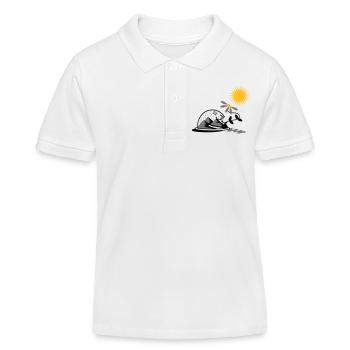Boule à neige avec tournesol et soleil - Polo enfant bio Stanley/Stella - blanc - Devant