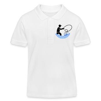 Angeln & Fischen | Petri Heil Hobby Logo - Kinder Organic Poloshirt Mini Sprinter von Stanley/Stella - Weiß - Vorne