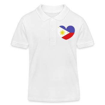 Drapeau du cœur des Philippines - Polo enfant bio Stanley/Stella - blanc - Devant