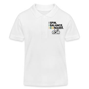 Künstlerisches Radfahren Ich drehe mich Ich balanciere Ich erobere - Kinder Organic Poloshirt Mini Sprinter von Stanley/Stella - Weiß - Vorne