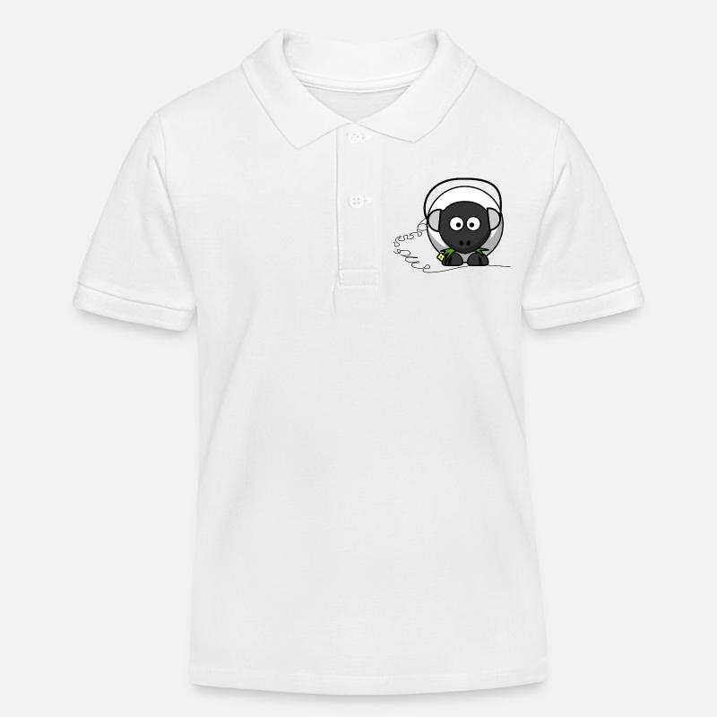 moutons drôle avec un casque - Polo enfant bio Stanley/Stella - blanc
