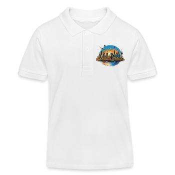 Sonnenuntergang Skyline Spiegelung - Kinder Organic Poloshirt Mini Sprinter von Stanley/Stella - Weiß - Vorne