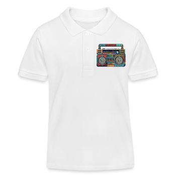 Colorful Retro Boombox Pattern - Kids Organic Polo Shirt by Stanley/Stella - white - Front