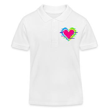 Pixelherz Neon Glitch Regenbogen - Kinder Organic Poloshirt Mini Sprinter von Stanley/Stella - Weiß - Vorne