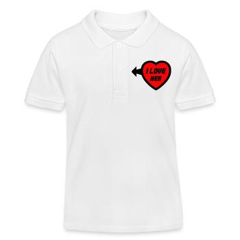 Herz I LOVE HER Typo - Kinder Organic Poloshirt Mini Sprinter von Stanley/Stella - Weiß - Vorne