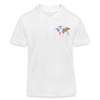 Live Love Travel, world map - Kids Organic Polo Shirt by Stanley/Stella - white - Front