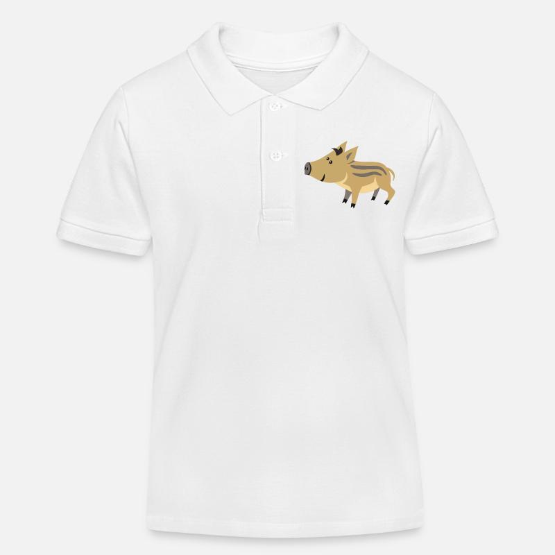 Bébé sanglier mignon – illustration mignonne - Polo enfant bio Stanley/Stella - blanc