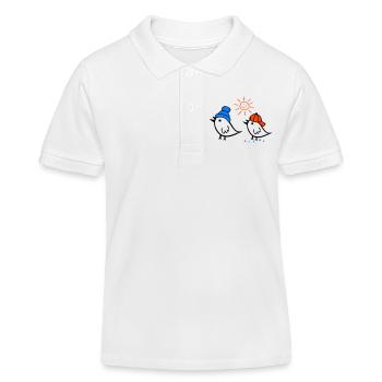 Spatz, Sonne, Frühling - Kinder Organic Poloshirt Mini Sprinter von Stanley/Stella - Weiß - Vorne