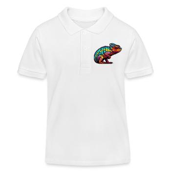 Chamäleon Tier - Kinder Organic Poloshirt Mini Sprinter von Stanley/Stella - Weiß - Vorne