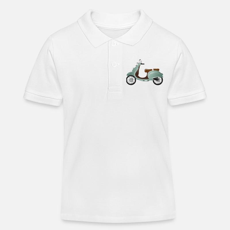 Ein Vintage Motorroller mit Retro Lackierung - Kinder Organic Poloshirt Mini Sprinter von Stanley/Stella - Weiß