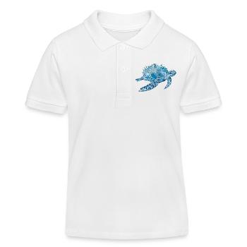 imaginative blue turtle with corals - Kids Organic Polo Shirt by Stanley/Stella - white - Front