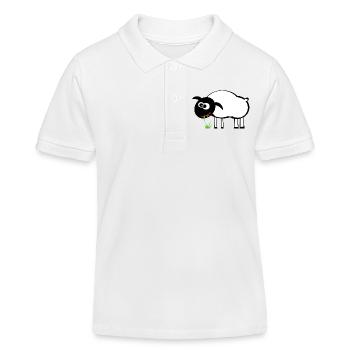 Mouton de dessin animé avec mangeur d’herbe - Polo enfant bio Stanley/Stella - blanc - Devant