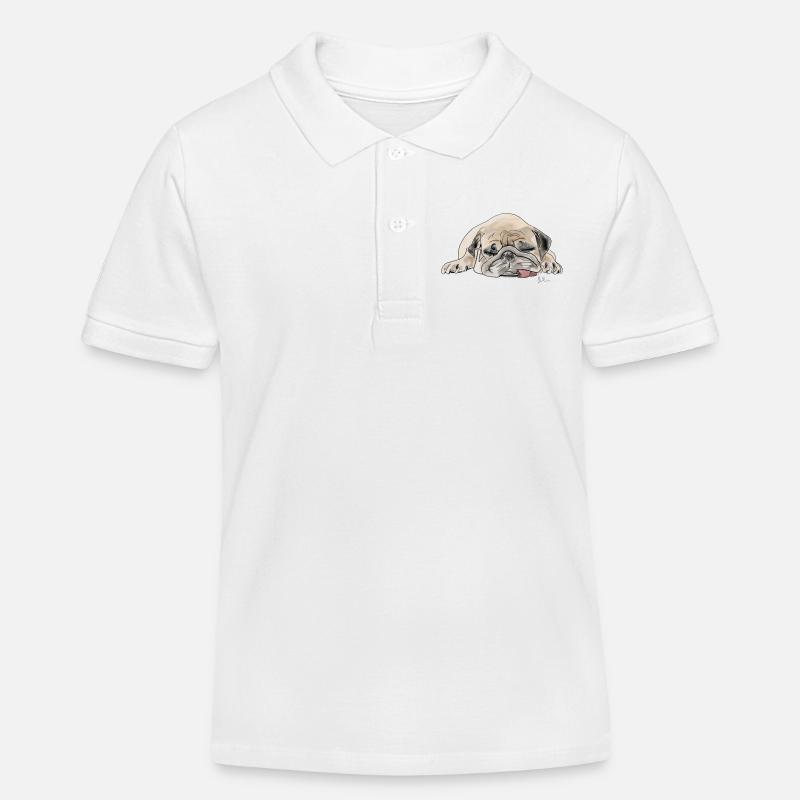 Pug Mops Wauwau - Kinder Organic Poloshirt Mini Sprinter von Stanley/Stella - Weiß