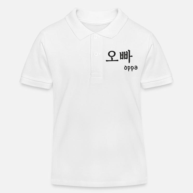 Oppa k-pop k-drama typographie corée custom color - Polo enfant bio Stanley/Stella - blanc