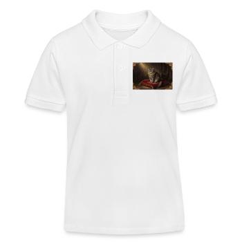 Pose du chat royal dans un cadre baroque - Polo enfant bio Stanley/Stella - blanc - Devant
