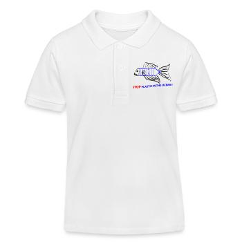 Fisch und Plastik - Kinder Organic Poloshirt Mini Sprinter von Stanley/Stella - Weiß - Vorne