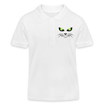 cat face - katzengesicht - Polo enfant bio Stanley/Stella - blanc - Devant