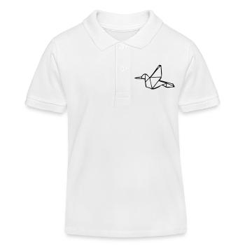 Martin-pêcheur origami - Polo enfant bio Stanley/Stella - blanc - Devant