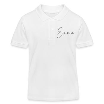 Emma / Conception personnalisée de l’écriture manuscrite - Polo enfant bio Stanley/Stella - blanc - Devant