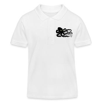 Pieuvre pixel 8 bits - Polo enfant bio Stanley/Stella - blanc - Devant