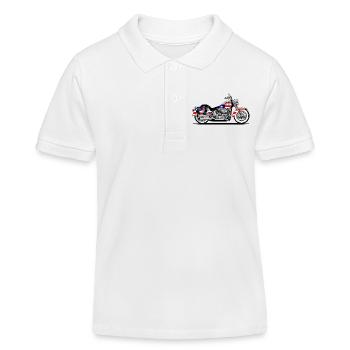 Patriot Chopper Motorrad mit Flagge - Kinder Organic Poloshirt Mini Sprinter von Stanley/Stella - Weiß - Vorne