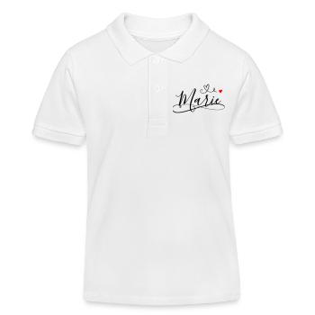 Marie surname first name with heart décor - Kids Organic Polo Shirt by Stanley/Stella - white - Front