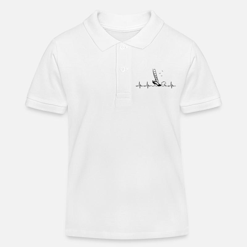 Windsurfing Heartbeat avec Windsurfer Pulse Frequency - Polo enfant bio Stanley/Stella - blanc
