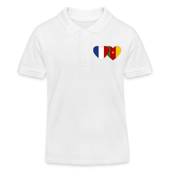 France Cameroon Flag Heart - Kids Organic Polo Shirt by Stanley/Stella - white - Front
