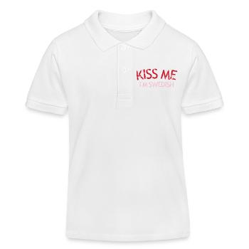Kiss Me I’m Swedish Slogan Art - Polo enfant bio Stanley/Stella - blanc - Devant